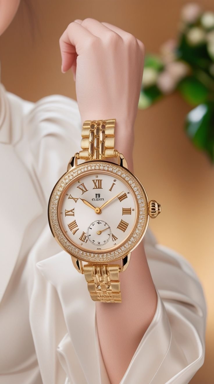 ✨ Women’s Premium Golden Watch Royal Bloom Ladies Wristwatch - Image 1